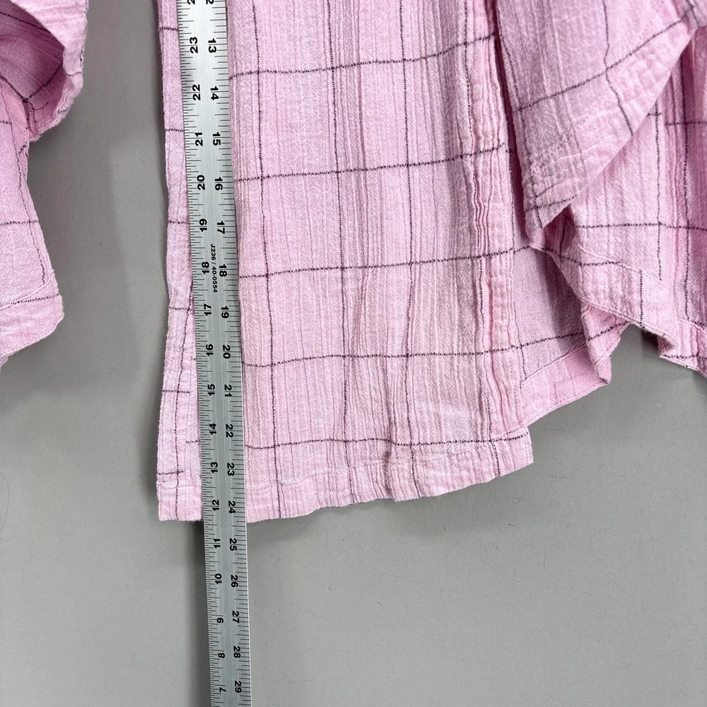 Free People Pants Small Pink Check Harem Wide Leg Lunar Cove Pleats Boho Pull On - Picture 7 of 13